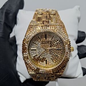 Invicta Activa Gold Tone Multi Colored Icedout Watch *New*